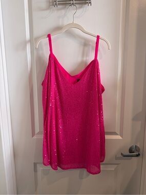 TORRID Hot Pink Sequin V-Neck Women's Top Size 2 NWT